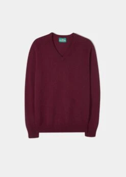 Kilsyth Men's Lambswool Jumper In Bordeaux - Regular Fit