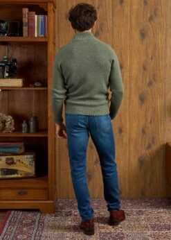 Landford Men's Lambswool Buttoned Jumper In Landscape - Regular Fit -AlanPaine Shop Landford Cable Lambswool Cardigan Landscape 3