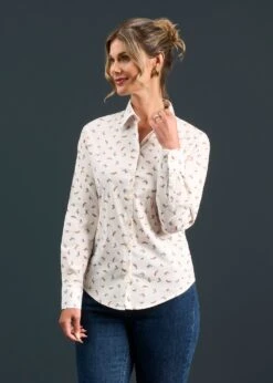 Lawen Ladies Printed Cotton Shirt - Dog & Duck Design -AlanPaine Shop Lawen Ladies Printed Cotton Shirt Dog and Duck Design 2