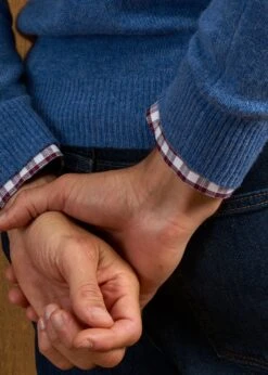 Lenzie Men's Lambswool Jumper In Jeans - Regular Fit -AlanPaine Shop Lenzie Lambswool Crew Neck Jumper Jeans 4