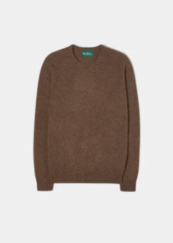 Lenzie Men's Lambswool Jumper In Tobacco - Regular Fit