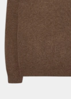 Lenzie Men's Lambswool Jumper In Tobacco - Regular Fit -AlanPaine Shop Lenzie Lambswool Tobacco Jumper 3