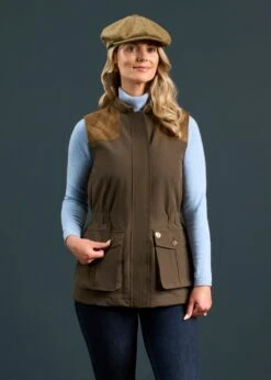 Lockwood Ladies Shooting Waistcoat In Olive -AlanPaine Shop Lockwood Ladies Shooting Waistcoat Olive 2