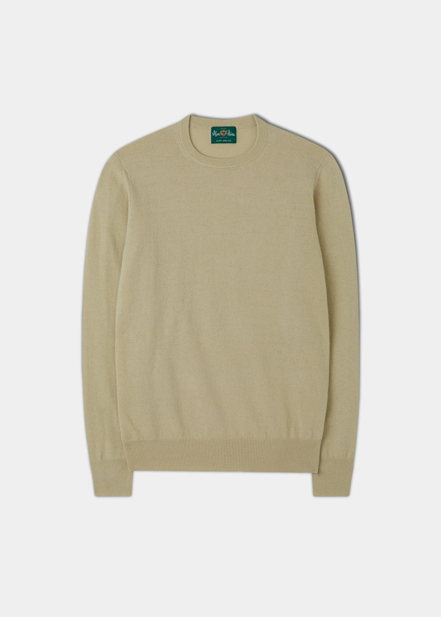 Men's Geelong Lambswool Crew Neck Jumper In Natural - Regular Fit 1 Men's Geelong Lambswool Crew Neck Jumper In Natural - Regular Fit