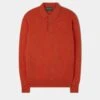Men's Geelong Lambswool Long Sleeve Polo Shirt In Fire - Regular Fit
