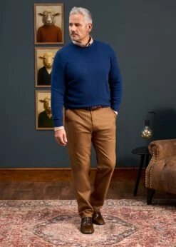 Melfort Cashmere Jumper In Indigo - Regular Fit -AlanPaine Shop Melfort Mens Cashmere Jumper Indigo 2