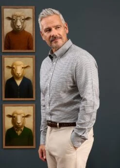 Men's Cotton Button Down Blue Small Check Shirt - Regular Fit. -AlanPaine Shop Mens Button Down Blue Small Check Shirt 6