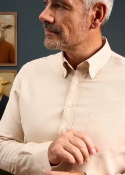 Men's Cotton Button Down Brown Shirt - Regular Fit 7 Men's Cotton Button Down Brown Shirt - Regular Fit -AlanPaine Shop Mens Button Down Shirt Light Brown 2