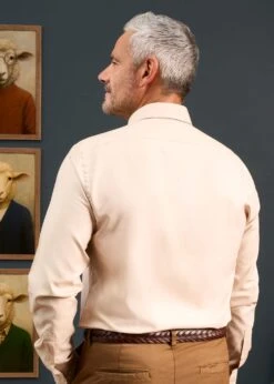 Men's Cotton Button Down Brown Shirt - Regular Fit 8 Men's Cotton Button Down Brown Shirt - Regular Fit -AlanPaine Shop Mens Button Down Shirt Light Brown 5