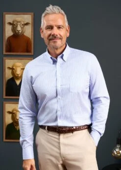 Men's Cotton Button Down Blue Striped Shirt - Regular Fit 7 Men's Cotton Button Down Blue Striped Shirt - Regular Fit -AlanPaine Shop Mens Cotton Button Down Shirt Blue Stripe2