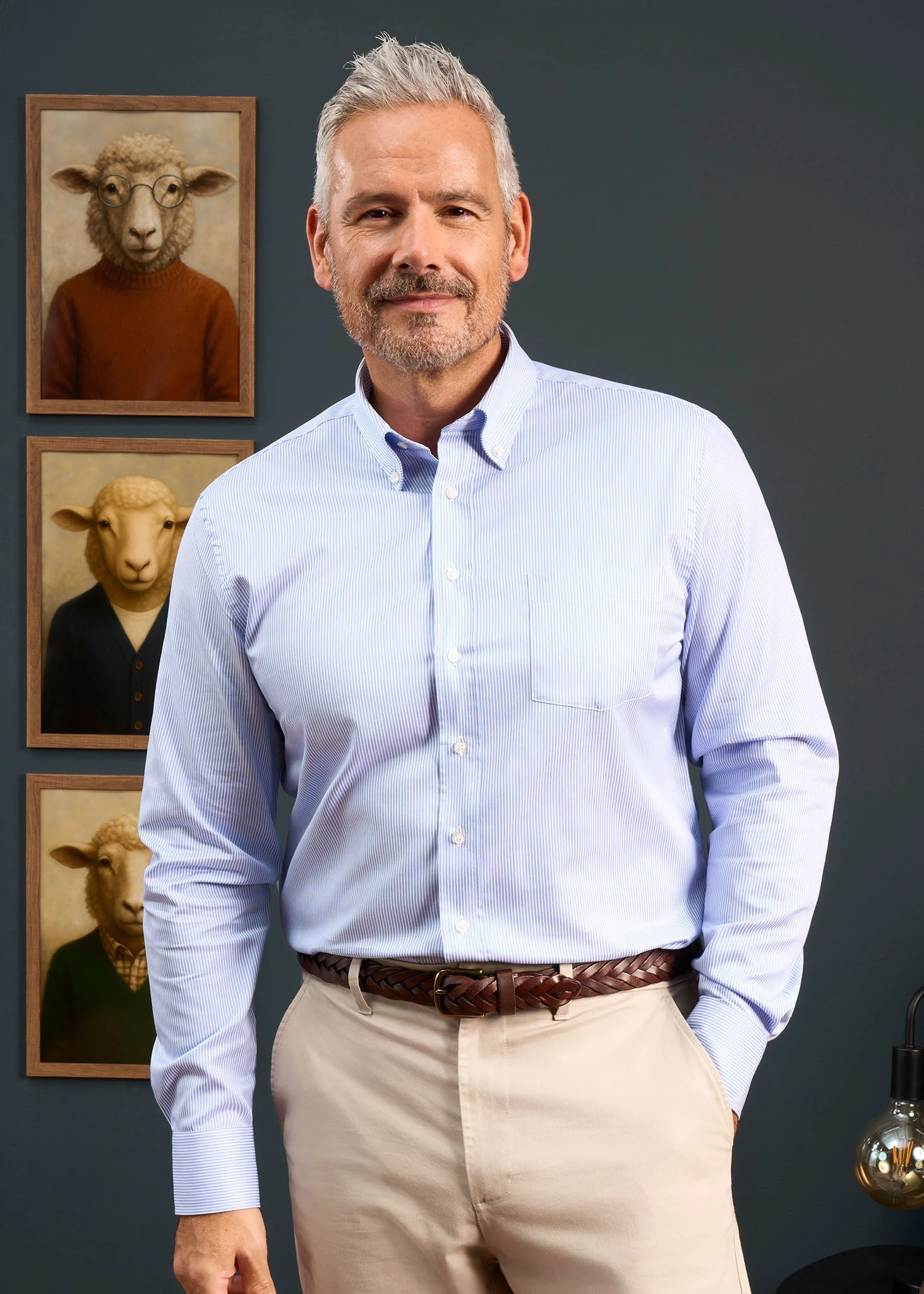 Men's Cotton Button Down Blue Striped Shirt - Regular Fit 4 Men's Cotton Button Down Blue Striped Shirt - Regular Fit - Image 4