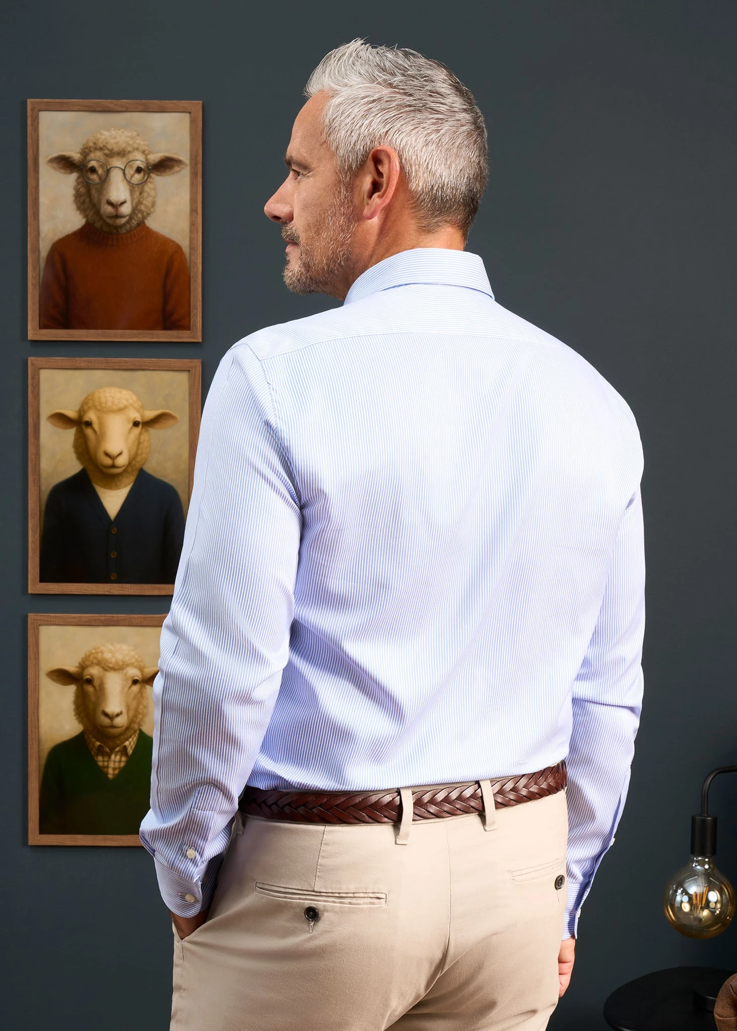 Men's Cotton Button Down Blue Striped Shirt - Regular Fit 2 Men's Cotton Button Down Blue Striped Shirt - Regular Fit - Image 2