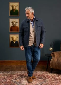 Richmond Men's Knitted Quilted Shacket In Navy 8 Richmond Men's Knitted Quilted Shacket In Navy -AlanPaine Shop Mens Knitted Quilted Shacket Navy 3