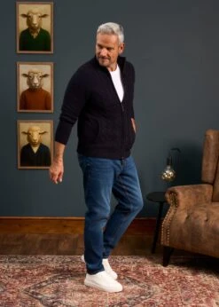 Aberfoyle Men's Lambswool Cable Front Zip Mock Neck In Navy 7 Aberfoyle Men's Lambswool Cable Front Zip Mock Neck In Navy -AlanPaine Shop Mens Lambswool Cable Front Zip Mock Neck Jumper Navy 1 82582aaa cce2 4096 a9d7 2a16b725a27f