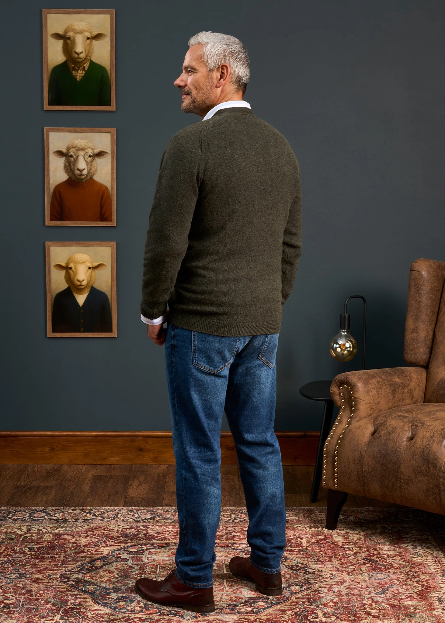 Cornwall Lambswool Cardigan In Seaweed - Classic Fit 5 Cornwall Lambswool Cardigan In Seaweed - Classic Fit - Image 5