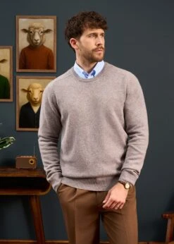 Lenzie Men's Lambswool Jumper In Fusion - Regular Fit -AlanPaine Shop Mens Lambswool Crew Neck Regular Fit Fusion 2