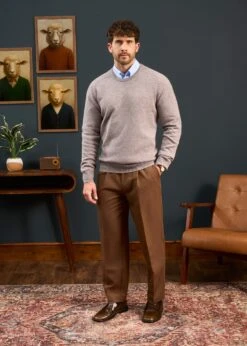 Lenzie Men's Lambswool Jumper In Fusion - Regular Fit -AlanPaine Shop Mens Lambswool Crew Neck Regular Fit Fusion