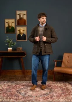 Felwell Children's Quilted Jacket In Olive - Regular Fit -AlanPaine Shop Mens Quilted Jacket Olive 1