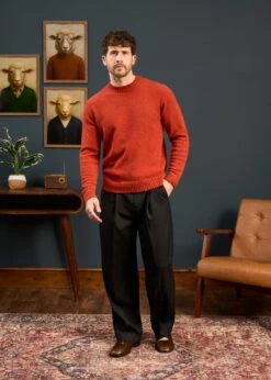 Kinnadie Supersoft Shetland Jumper In Saffron - Regular Fit 8 Kinnadie Supersoft Shetland Jumper In Saffron - Regular Fit -AlanPaine Shop Mens Shetland Wool Jumper In Saffron 2