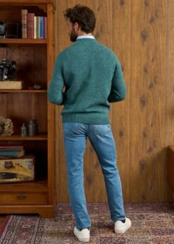 Kinnadie Supersoft Shetland Jumper In Kingfisher - Regular Fit -AlanPaine Shop Mens Shetland Wool Jumper Kingfisher 4