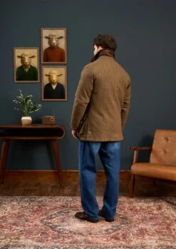 Surrey Waterproof Tweed Coat In Hawkswood - Shooting Fit -AlanPaine Shop Mens Tweed Coat Green Check 5 fotor 2025090891017
