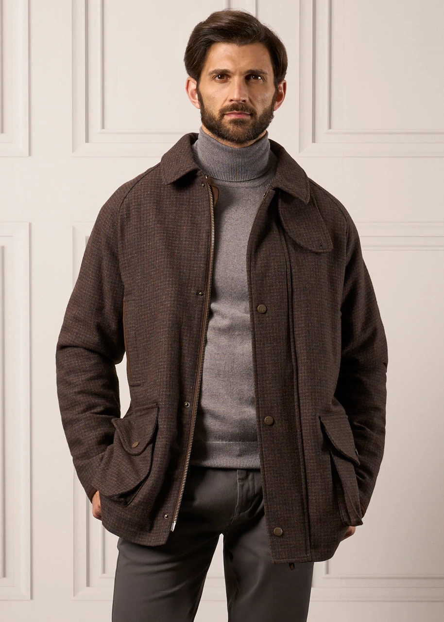 Surrey Waterproof Tweed Coat In Bramble - Shooting Fit 1 Surrey Waterproof Tweed Coat In Bramble - Shooting Fit