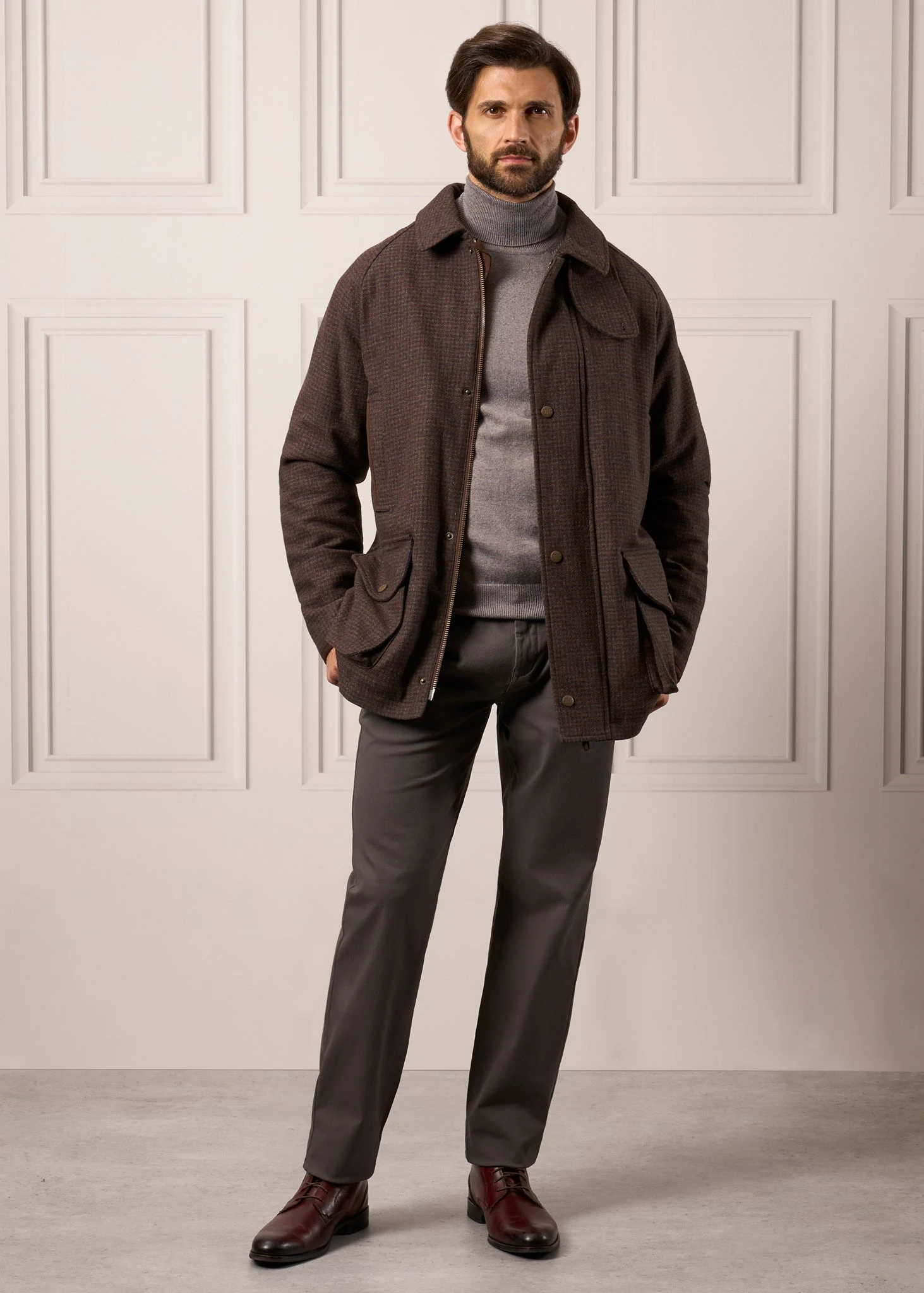 Surrey Waterproof Tweed Coat In Bramble - Shooting Fit 2 Surrey Waterproof Tweed Coat In Bramble - Shooting Fit - Image 2