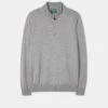 Barton Merino Wool 1/4 Zip Mock Jumper In Light Grey Mix - Regular Fit