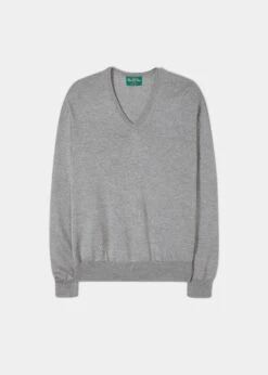 Millbreck Men's Merino Wool Jumper In Light Grey Mix - Regular Fit