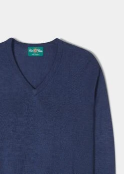 Millbreck Men's Merino Wool Jumper In Indigo - Regular Fit -AlanPaine Shop Merino Wool Jumper Indigo 1 c0742e3a 01ae 40b9 b4d5 675fde2b76d2