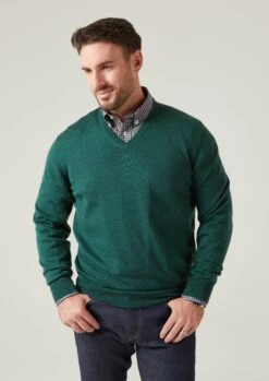 Millbreck Merino Wool Jumper In Hunter - Regular Fit -AlanPaine Shop Millbreck Men s Merino Wool Jumper In Regular Fit Hunter 4