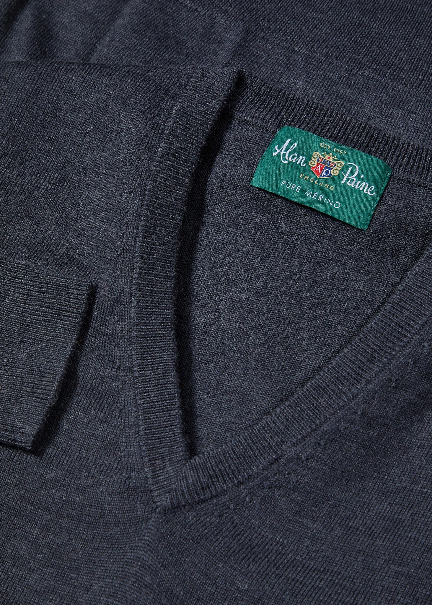 Millbreck Men's Merino Wool Jumper In Charcoal - Regular Fit 2 Millbreck Men's Merino Wool Jumper In Charcoal - Regular Fit - Image 2