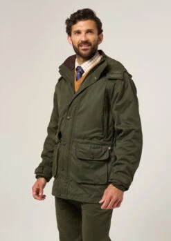 Milwood Men's Waterproof Shooting Coat In Olive - Shooting Fit -AlanPaine Shop Milwood Mens Waterproof Shooting Coat Olive 3