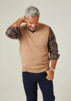 Norfolk Lambswool Slipover In Camel - Classic Fit -AlanPaine Shop Norfolk Lambswool Slipover Camel 1