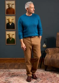 Radstone Men's Merino Wool Jumper In Bottle Blue - Regular Fit -AlanPaine Shop RADSTONE CREW NECK BOTTLE BLUE 05