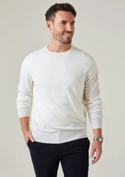 Radstone Men's Merino Wool Jumper In Ecru - Regular Fit -AlanPaine Shop Radstone Men s Merino Wool Jumper In Regular Fit Ecru 4