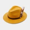 Richmond Ladies Felt Hat With Feather In Mustard