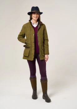 Rutland Ladies Tweed Waterproof Shooting Coat In Lichen -AlanPaine Shop Rutland Ladies Tweed Shooting Coat Lichen 2