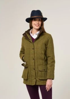 Rutland Ladies Tweed Waterproof Shooting Coat In Lichen -AlanPaine Shop Rutland Ladies Tweed Shooting Coat Lichen 3