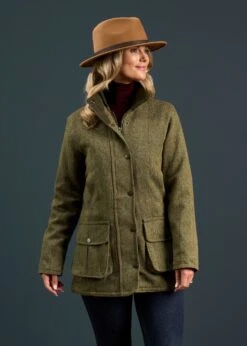 Rutland Ladies Tweed Waterproof Shooting Coat In Hemp -AlanPaine Shop Rutland Ladies Tweed Waterproof Shooting Coat 2