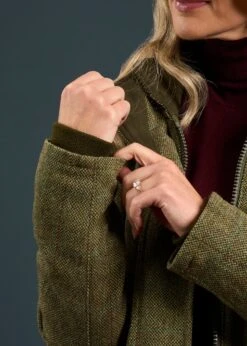 Rutland Ladies Tweed Waterproof Shooting Coat In Hemp -AlanPaine Shop Rutland Ladies Tweed Waterproof Shooting Coat 4