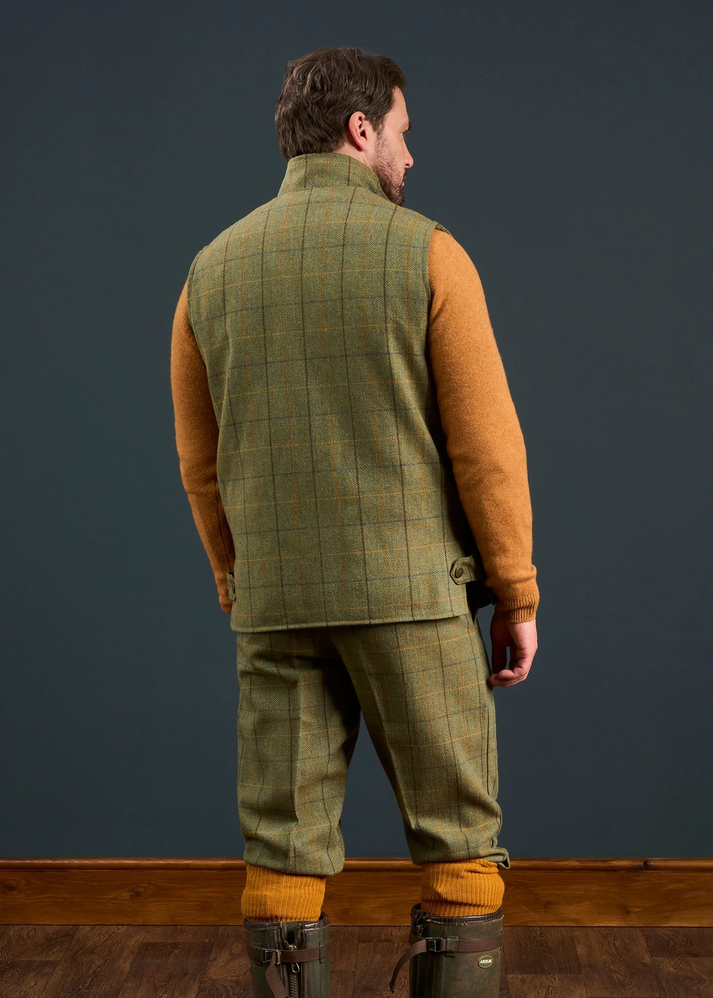 Rutland Men's Tweed Waistcoat In Dark Moss - Shooting Fit 3 Rutland Men's Tweed Waistcoat In Dark Moss - Shooting Fit - Image 3