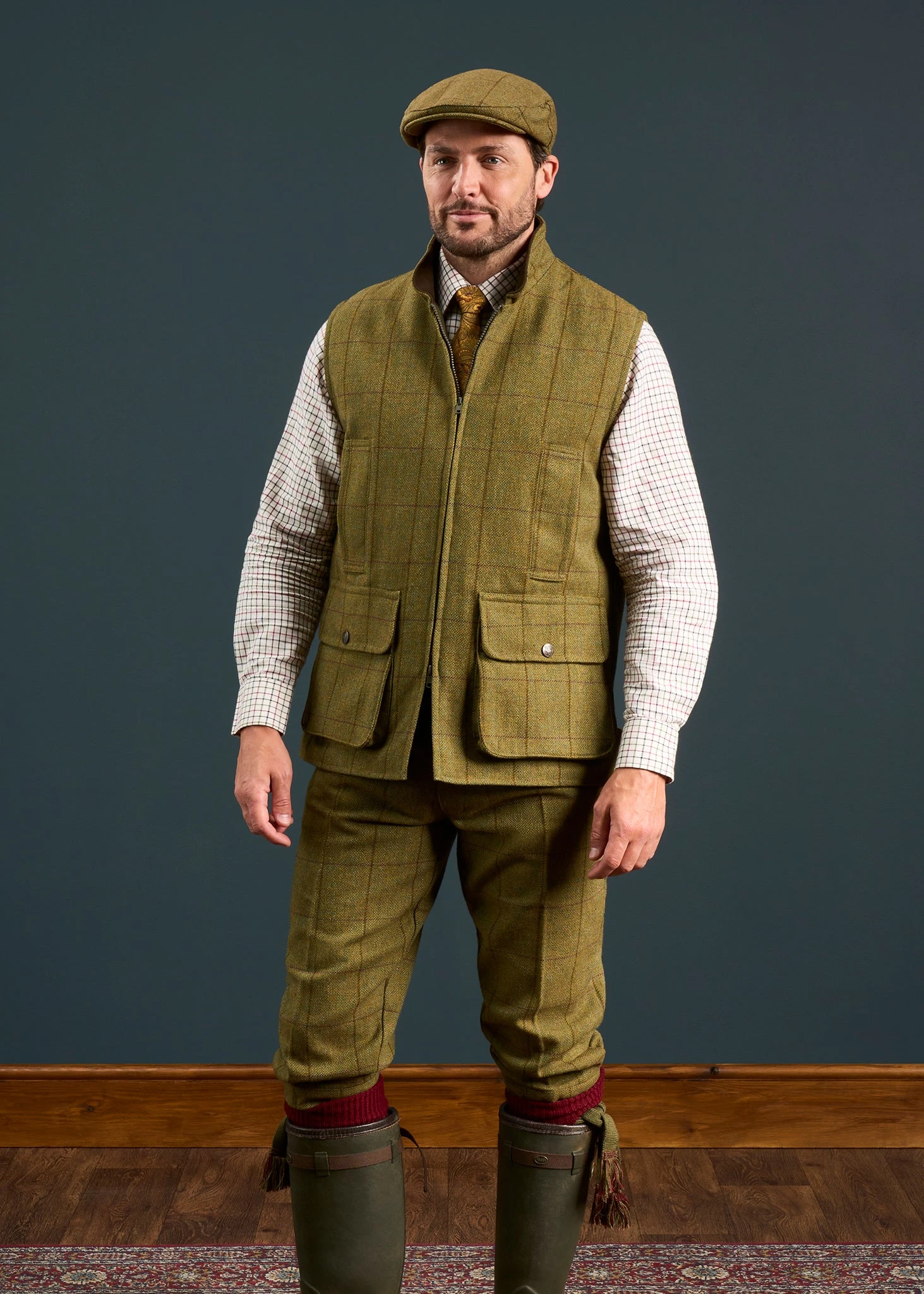 Rutland Men's Tweed Waistcoat In Lichen - Shooting Fit 2 Rutland Men's Tweed Waistcoat In Lichen - Shooting Fit - Image 2