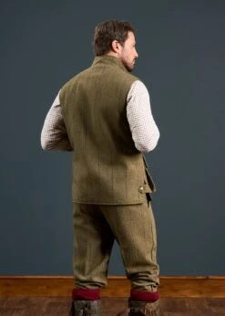 Rutland Men's Tweed Waistcoat In Oakley - Shooting Fit -AlanPaine Shop Rutland Mens Tweed Waistcoat Oakley 3