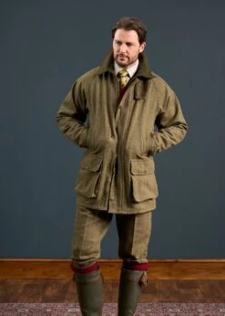 Rutland Men's Tweed Waterproof Shooting Coat In Oakley -AlanPaine Shop Rutland Mens Tweed Waterproof Shooting Coat Oakley 2