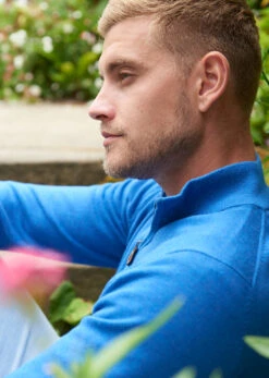 Selhurst Cotton Cashmere 1/4 Zip Jumper In Regatta 7 Selhurst Cotton Cashmere 1/4 Zip Jumper In Regatta -AlanPaine Shop Selhurst Cotton Cashmere Quarter Zip Jumper Regatta LS 2