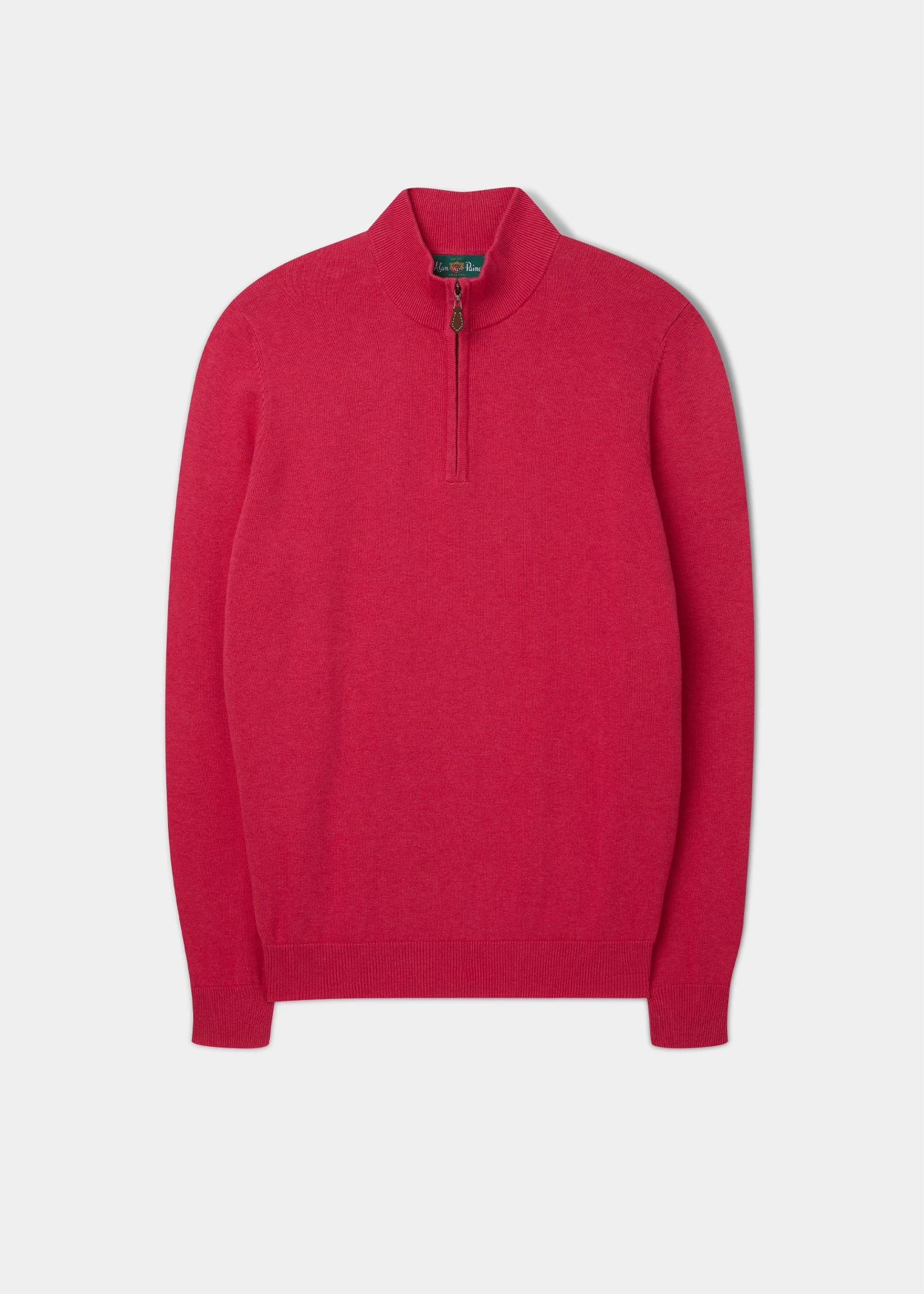 Selhurst Cotton Cashmere 1/4 Zip Jumper In Raspberry 1 Selhurst Cotton Cashmere 1/4 Zip Jumper In Raspberry