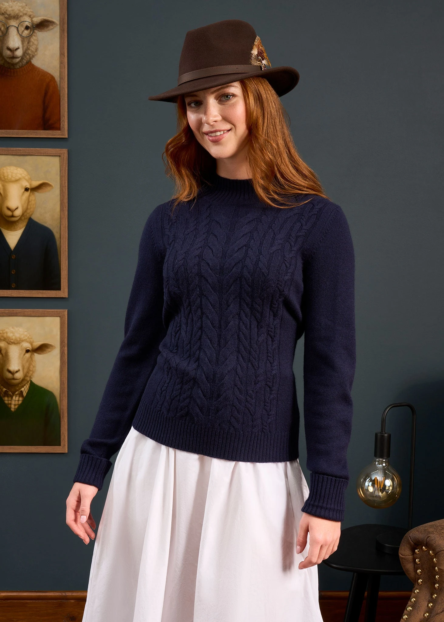 Sienna Ladies Cable Knit Roll Neck In Dark Navy 5 Sienna Ladies Cable Knit Roll Neck In Dark Navy - Image 5