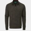 Streetly Men's 1/2 Zip Mock Neck Jumper In Seaweed - Classic Fit