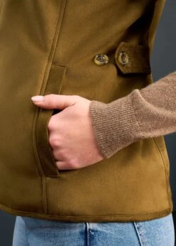 Surrey Ladies Fur Lined Gilet In Olive -AlanPaine Shop Surrey Ladies Fur Lined Gilet Olive 2